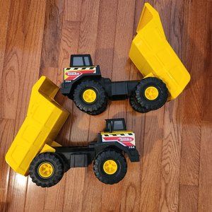 Qty. 2 Tonka 354 Dump Truck Yellow Metal Plastic Hasbro 2012 Toy 15” Twins!